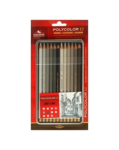 Карандаши 12 цветов GRAY LINE, в пенале Koh-i-noor