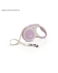 Рулетка NEW LINE Comfort S (до 15 кг) лента, 5 м серый/розовый Flexi