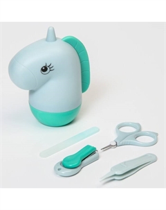 Набор маникюрный детский «Единорог»: ножницы, щипчики, пилочка, пинцет, цвет бирюзовый Крошка я