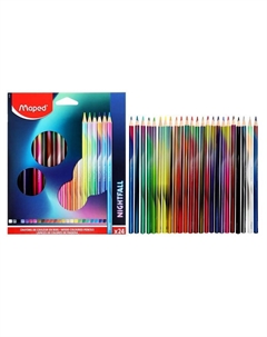 Карандаши 24 цвета NIGHTFALL, деревяные, декорированные, картонная упаковка Maped
