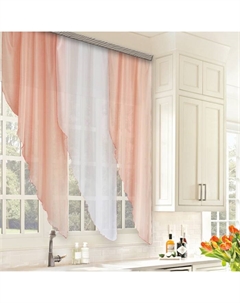 Комплект штор для кухни Мальва 280х150см, персик, пэ100% Witerra