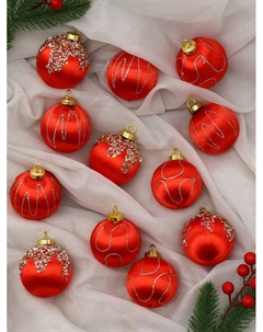 Ёлочные игрушки «Капризы зимы», шары новогодние, d=6 см, 12 шт., красный Зимнее волшебство