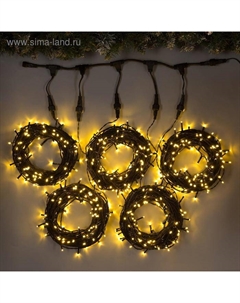 Гирлянда «Клип-лайт» 5 нитей по 20 м, IP44, УМС, тёмная нить, 665 LED, свечение тёплое белое, 24 В Luazon lighting