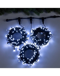 Гирлянда «Клип-лайт» 3 нити по 20 м, IP44, УМС, тёмная нить, 399 LED, свечение белое, мерцание, 24 В Luazon lighting