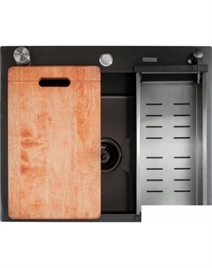 Кухонная мойка FK 6050 Eco Embossing Pop-up Board plus (Black Nano) Futur