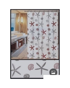 Шторка-занавеска для ванны A8810 (белый/морские звезды) Fashun