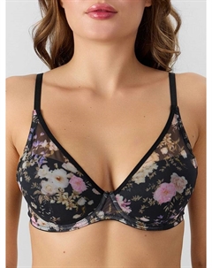 Бюстгальтер женский черный с цветочным принтом Mark formelle