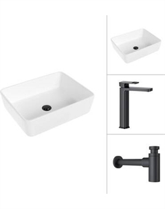 Умывальник со смесителем Lauter 21674 + Cascade 21СК0655BS с сифоном 21635B