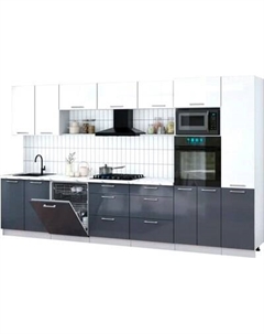 Кухонный гарнитур Интерлиния Мила Gloss 3.6-ПМ1