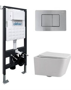 Унитаз подвесной с инсталляцией Abber Rechteck AC1201-AC0105-AC0120MCH