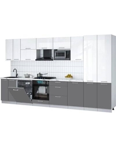 Кухонный гарнитур Интерлиния Мила Gloss 3.7-ПМ2