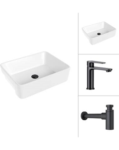 Умывальник со смесителем Lauter 21675 + Moon 21СК691BS с сифоном 21635B