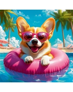 Набор алмазной вышивки Феникс+ Корги в отпуске / 70830 Feniks