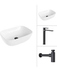 Умывальник со смесителем Lauter 21493A + Reef 21CK8678BS с сифоном 21635B