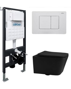Унитаз подвесной с инсталляцией Abber Rechteck AC1201MB-AC0105-AC0120MW