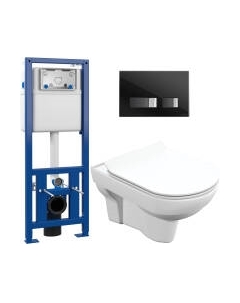 Унитаз подвесной с инсталляцией Cersanit City New Clean On + S-IN-MZ-LINK_PRO + P-BU-MOV/Blg/Gl