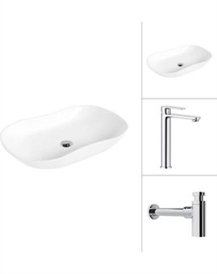 Умывальник со смесителем Lauter 21570 + Moon 21СK81691C с сифоном 21635CH