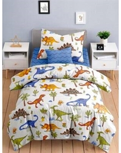 Комплект постельного белья Ночь нежна Динозаврики 1.5сп 50x70 / 500471-1+9727-5