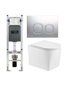 Унитаз подвесной с инсталляцией WeltWasser Amberg 350 ST + Nesenbach 004 GL-WT + Amberg RD-MT CR Weltwasser