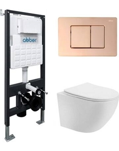 Унитаз подвесной с инсталляцией Abber Bequem AC1100T-AC0105-AC0120RG