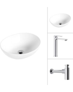 Умывальник со смесителем Lauter 21652 + Moon 21СK81691C с сифоном 21635CH