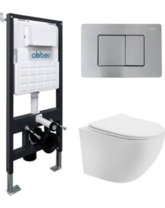 Унитаз подвесной с инсталляцией Abber Bequem AC1100T-AC0105-AC0120MCH