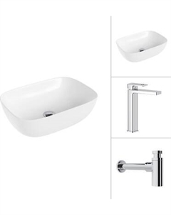 Умывальник со смесителем Lauter 21493A + Cascade 21СК0655C с сифоном 21635CH