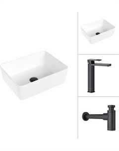 Умывальник со смесителем Lauter 21674B + Cascade 21СК0655BS с сифоном 21635B