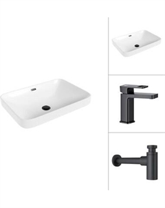 Умывальник со смесителем Lauter 21441B + Cascade 21СК655BS с сифоном 21635B