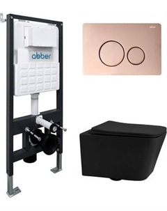 Унитаз подвесной с инсталляцией Abber Rechteck AC1201MB-AC0105-AC0121RG