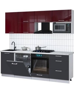 Кухонный гарнитур Интерлиния Мила Gloss 2.3-ПМ2