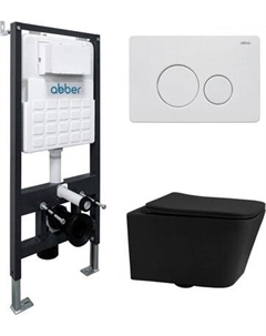 Унитаз подвесной с инсталляцией Abber Rechteck AC1201MB-AC0105-AC0121MW