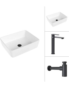 Умывальник со смесителем Lauter 21674 + Moon 21СК8691BS с сифоном 21635B