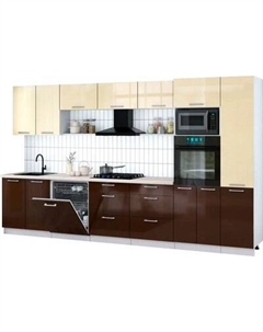 Кухонный гарнитур Интерлиния Мила Gloss 3.6-ПМ1