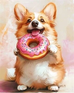 Набор алмазной вышивки Феникс+ Корги с пончиком / 70794 Feniks