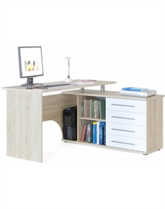 Компьютерный стол КСТ-109 правый (дуб сонома/белый) Сокол-мебель
