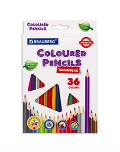 Карандаши цветные PREMIUM 36цв трехгранные Brauberg
