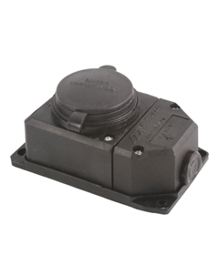 Розетка 2P+E c крышкой, IP44, моноблок, черный Mutlusan