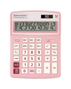 Калькулятор настольный EXTRA PASTEL-12-PK 12разр розовый 250487 Brauberg