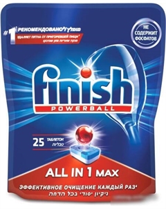 Таблетки для посудомоечной машины All in 1 Max бесфосфатные (25 шт) Finish