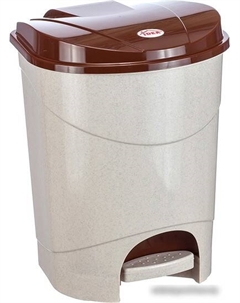 Мусорное ведро с педалью 11 л (бежевый мрамор/коричневый) Idea