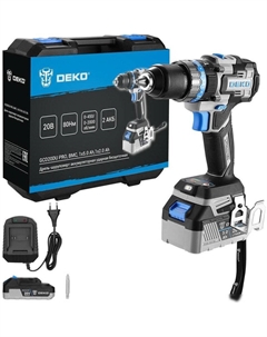 Ударная дрель-шуруповерт GCD20DU PRO 083-1107 (с 2-мя АКБ, кейс) Deko