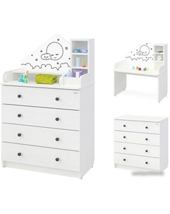 Детский комод Сириус Alf (белый) Атон мебель