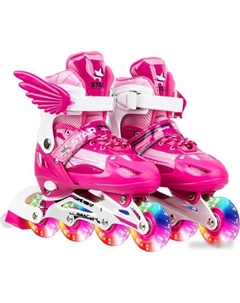 Роликовые коньки OG3873F с комплектом защиты (р. 32-37, розовый) Ricos