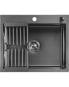 Кухонная мойка 6050 Nano (с сифоном, дозатором и коландером) Saniteco