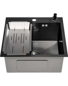 Кухонная мойка 5050 PVD (с сифоном, дозатором и коландером) Saniteco