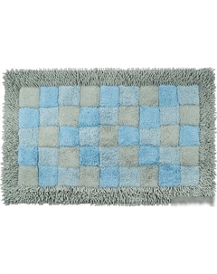 Коврик для ванной Шахматы 1845-1 100BL (серый/голубой) Fora