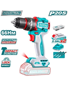 Ударная дрель-шуруповерт TIDLI20668 (с 2-мя АКБ) Total