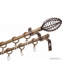 Карниз для штор Лайт Гранд Марио гладкий 16мм+16мм двухрядный (антик, 1.6м) Lm decor