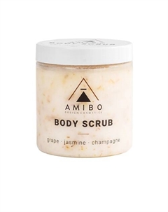 Скраб для тела соляной с люффой, парфюмированный (виноград, жасмин, шампанское) 250 Amibo